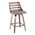 thumbnail image 2 of Trevi Mid-Century Modern Counter Stool in Walnut Wood and Grey Fabric by LumiSource - Set of 2, 2 of 7