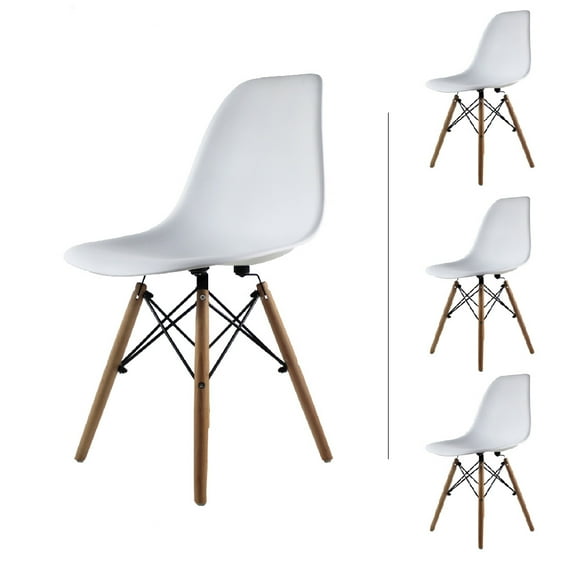 Juego de 4 Sillas Eames Mundo In Interior Blanco
