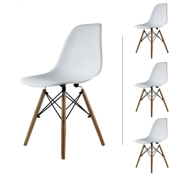 Juego de 4 Sillas Eames Mundo In Interior Blanco