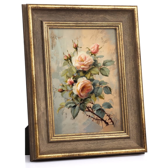 Afuly 5x7 Picture Frame, Vintage Gold frames 5x7, Antique Photo frame for Tabletop or Wall Display, Gift for Anniversaries Birthday Housewarming Mother's Day