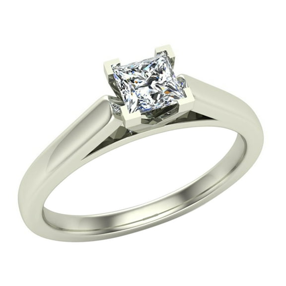 Diamond Engagement Rings for Women Princess Cut Solitaire Diamond Ring 14K White Gold 0.33 Carat