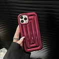 thumbnail image 2 of for iPhone 13 Pro Max Case 6.7 Inch, Cute 3D Striped Pattern Phone Case Soft Silicone Case for Women Girls Boys Luxury Plated Glossy Shockproof Air Cushion Back Cover, Burgundy, 2 of 7