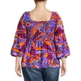 thumbnail image 3 of Terra & Sky Women's Plus Size Bell Sleeve Smock Top, 3 of 5