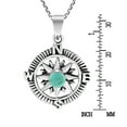 thumbnail image 4 of Wanderer’s Guide Sterling Silver Compass Green Turquoise Inlaid Necklace, 4 of 6