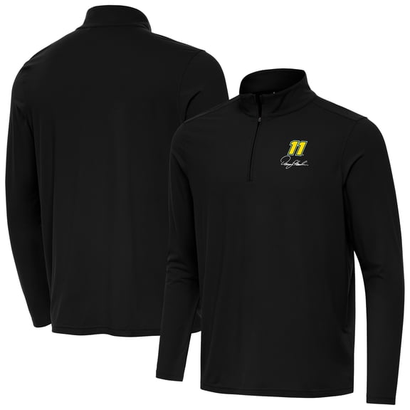 Men's-Antigua  Black Denny Hamlin Intent Quarter-Zip Top