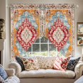 thumbnail image 4 of Swag Curtain Valances Orange Boho Swag Valances for Kitchen Windows Bohemian Tribal Texture Short Topper Curtains Valance Tier Pair for Kitchen Bedroom Living Room Bathroom 28"x36", 4 of 8