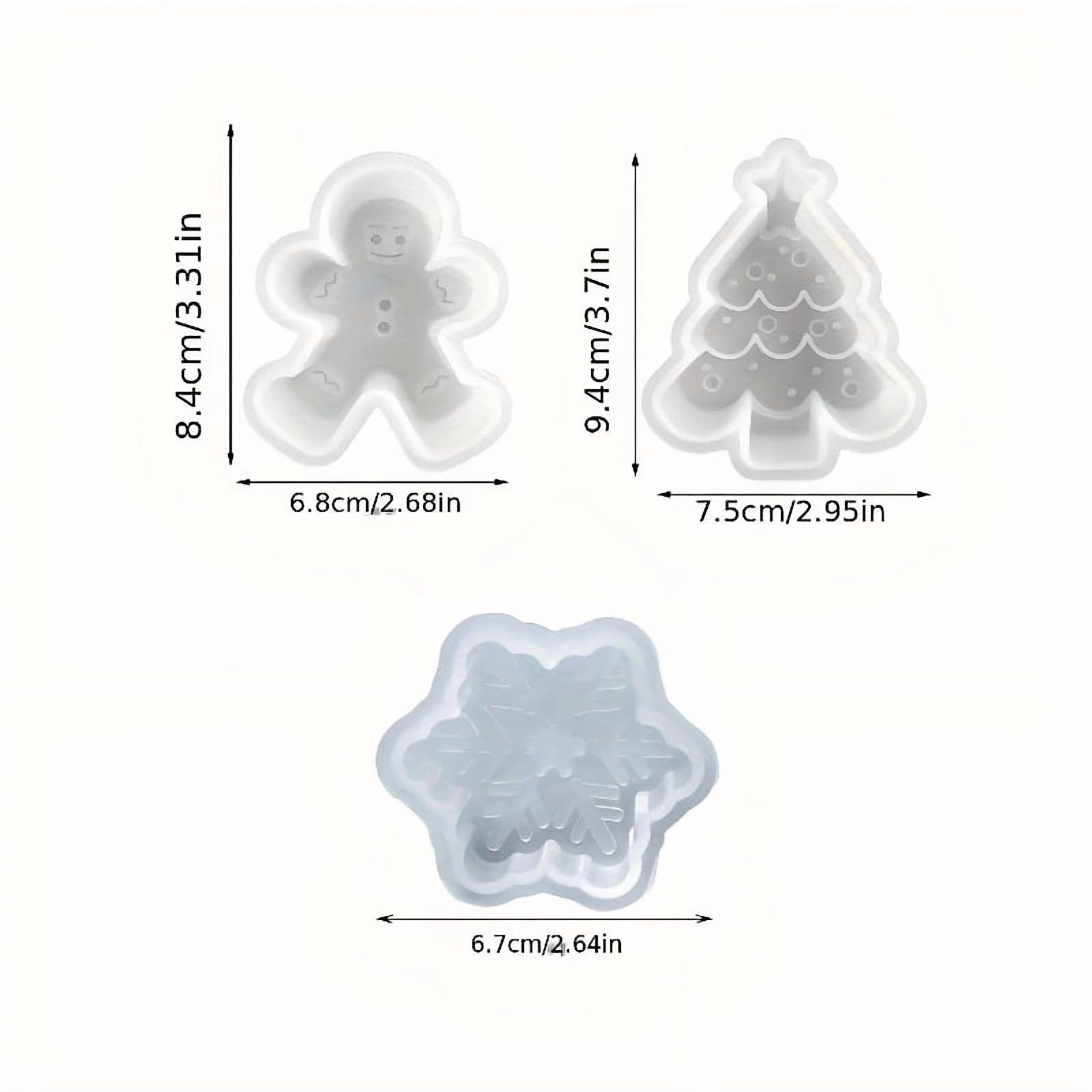 3pcs Pine Tree Gingerbread Man Snowflake Silicone Candle Mold DIY Cartoon Plaster Clay Resin Mold Decoration
