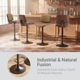thumbnail image 5 of EOP Modern Upholstered Barstools Set of 4, Adjustable Height Counter Stools with Bentwood, Faux Leather Swivel Bar Stools with Metal Frame, Brown, 5 of 7
