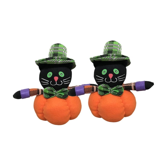 2 muñecos de calabaza para decoración de Halloween Strade Fareast Limited Negro Naranja
