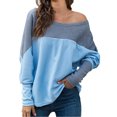 thumbnail image 3 of Sudadera Manga Larga Fuera Del Hombro Casual Suelta Moda Jersey Tops Para Mujer Gris Azul M, 3 of 6