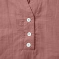 thumbnail image 6 of Sevevn Women's Cotton And Linen Top Fashionable Solid Color Button Up Shirt Women's V-neck Loose T-shirt Top Sleeve V-neck Top/shirt New Year Savings Pink S, 6 of 9