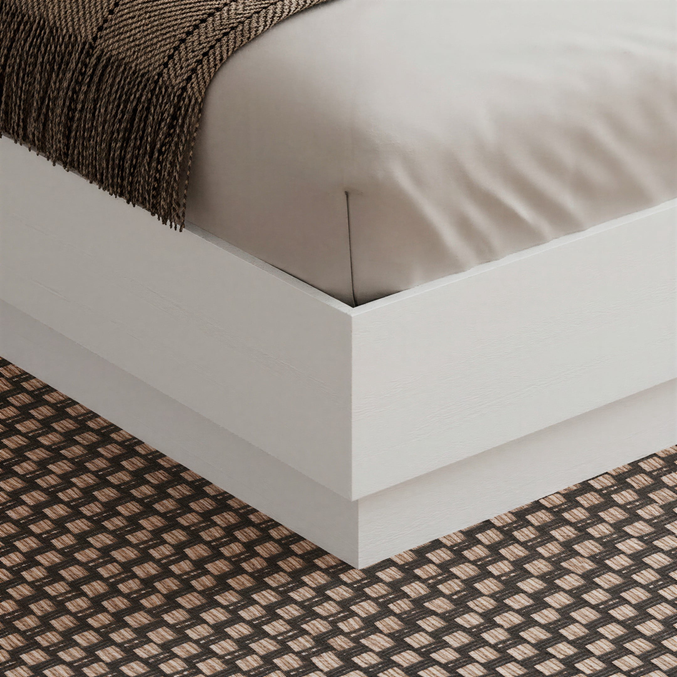 Nexera Milano Queen Size Platform Bed Frame, White Woodgrain