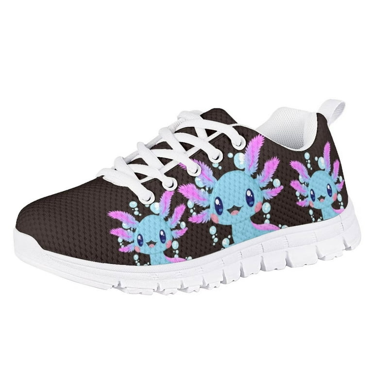Pzuqiu Cartoon Axolotl Girls Shoes Size 4 Bubble Lace Up