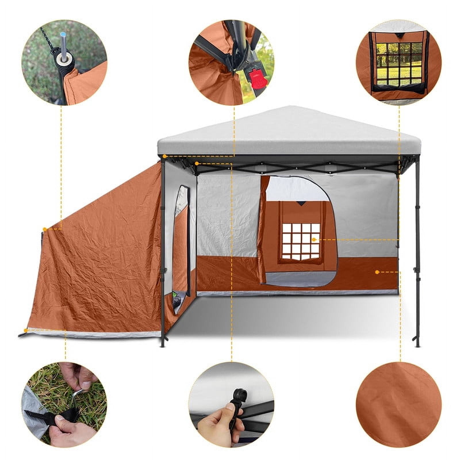 KAMPKEEPER Side Tent,Camping Tent for 10' x 10' Pop Up Canopy, Easy Set Up Gazebo,Compatible with 10' Wide Canopy Tents