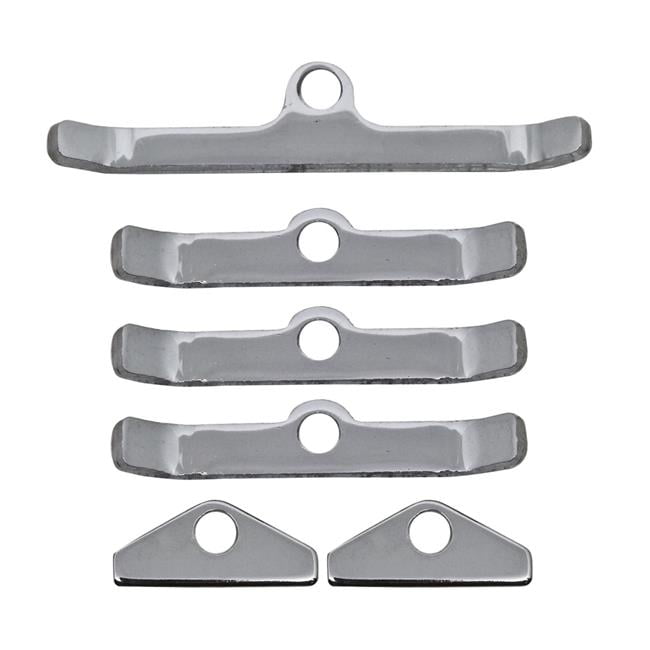 260351W Steel Valve Cover HoldDown Tabs & Spreader Bars Black for Ford SB Set of 6