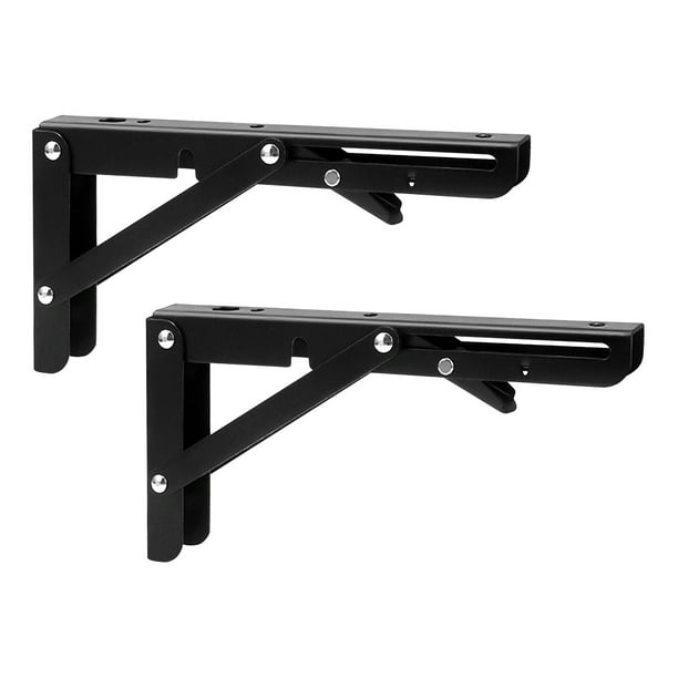 Fiudx Soporte de Estante Plegable, Montaje Triangular Que Ahorra Espacio, Diseño Duradero de Acero Inoxidable, Fácil Instalación En La Pared, Ideal para Garaje, Cocina, Taller, Solución Versátil para