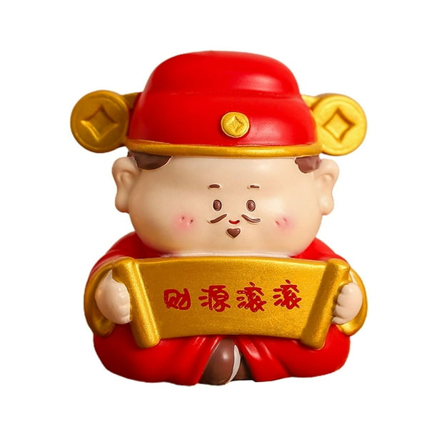 Figura del dios de la fortuna, casa de campo, estatua china del dios de la riqueza, Little Cai Estilo C