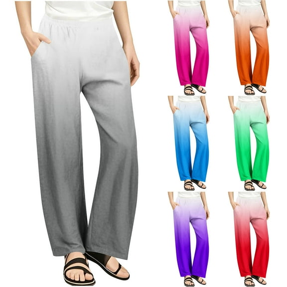 Ashirexll Girls Pants, Baggy Sweatpants, Summer Pants Girls Elastic Waist Wide Leg Pants Workout and Casual Trousers Fashion Gradient Color Pants