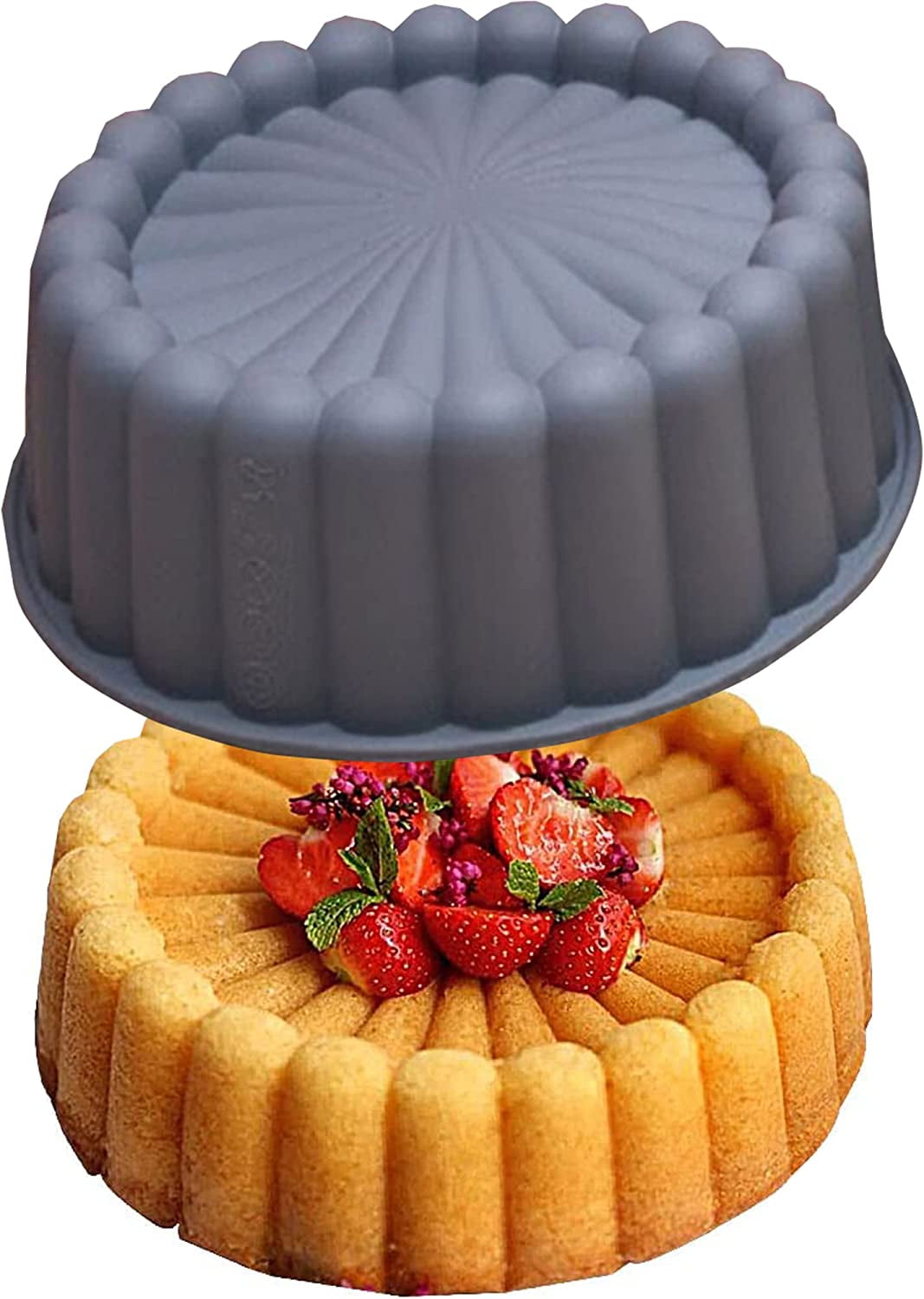 3 Pcs Silicone Charlotte Round Cake Pan Strawberry Cheesecake