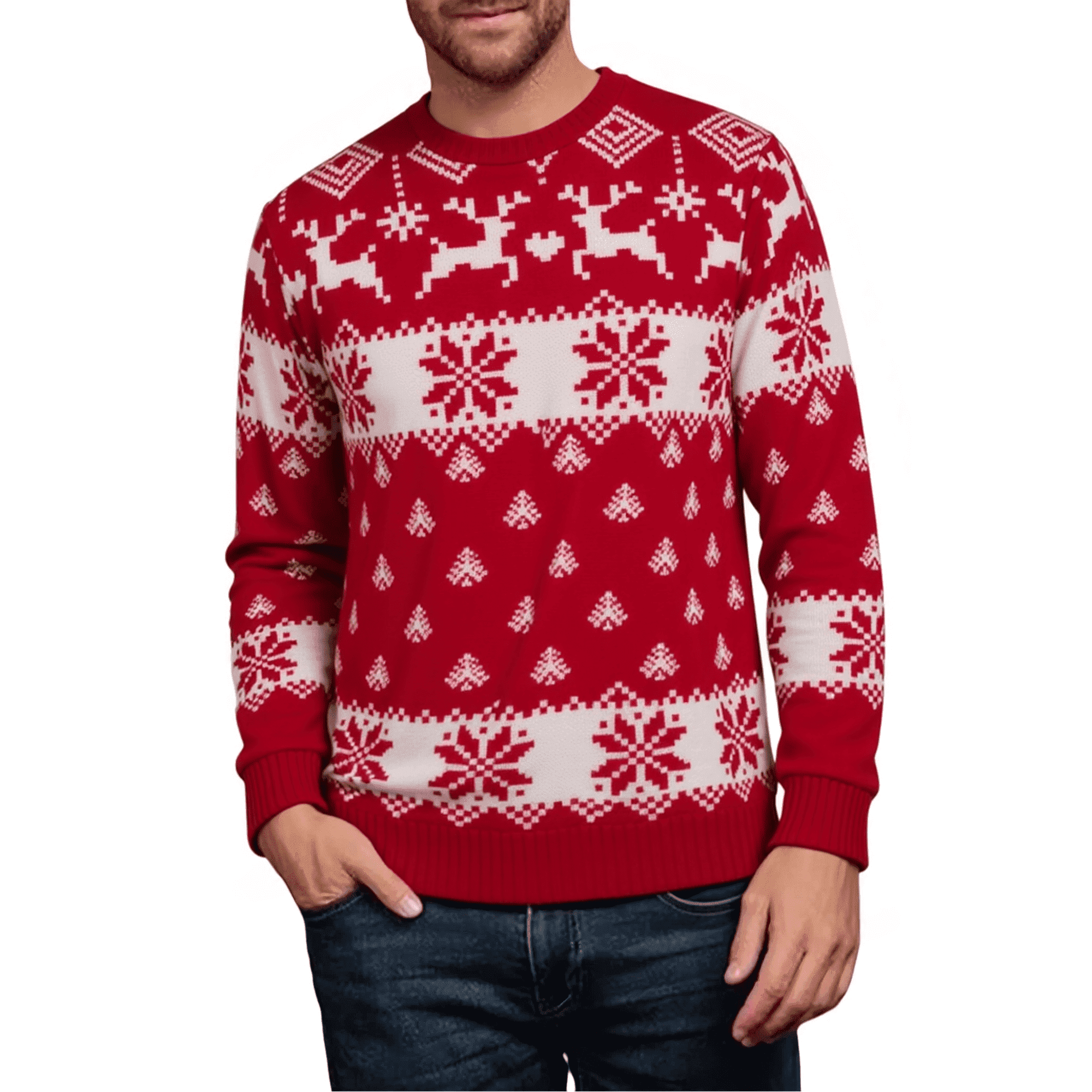 WQD Wen Christmas Sweater Family Couples Warm Thick Casual Ugly Knitted Pullover Top Xmas Elk Snowflake Reindeer Sweatshirt for Holiday Party New Year
