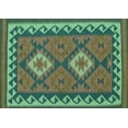 thumbnail image 1 of Ahgly Company Machine Washable Indoor Rectangle Oriental Turquoise Blue Traditional Area Rugs, 8' x 10', 1 of 4