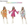 thumbnail image 4 of 70s Disco Dresses for Women Colorful Print Disco Outfits Halloween Hippie Costume Women Party Dress Plus Size XS-3XL, 4 of 6