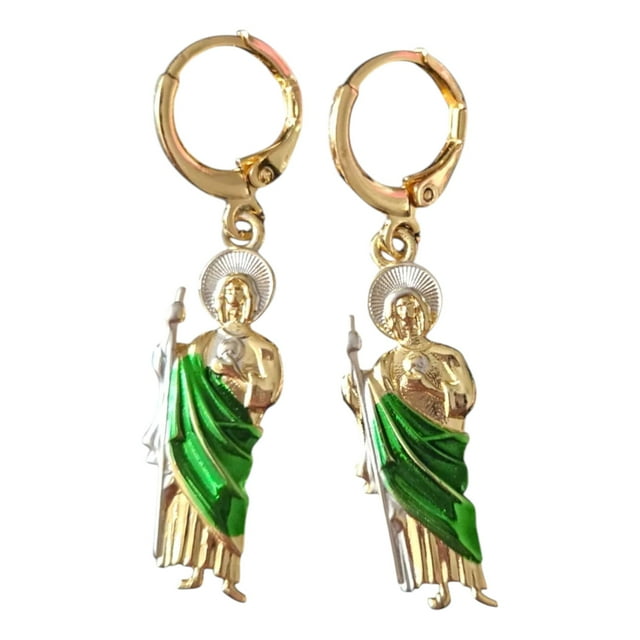 San Judas Tadeo aretes, oro laminado 18 kilates
