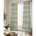 thumbnail image 5 of Sage Green Boho Sheer Curtains 63 Inch Length 2 Panels Set for Living Room/Bedroom, Vintage Ethnic Tribe Abstract Art Geometric Kitchen Curtains Grommet Curtains Window Treatments 42"x63"x2, 5 of 7
