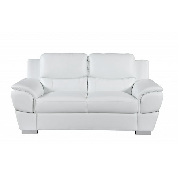 37" Chic White Leather Loveseat
