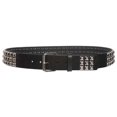 thumbnail image 3 of 1 3/4" Snap On Three Row Punk Rock Star Metal Silver Studded Solid Leather Belt, 3 of 5