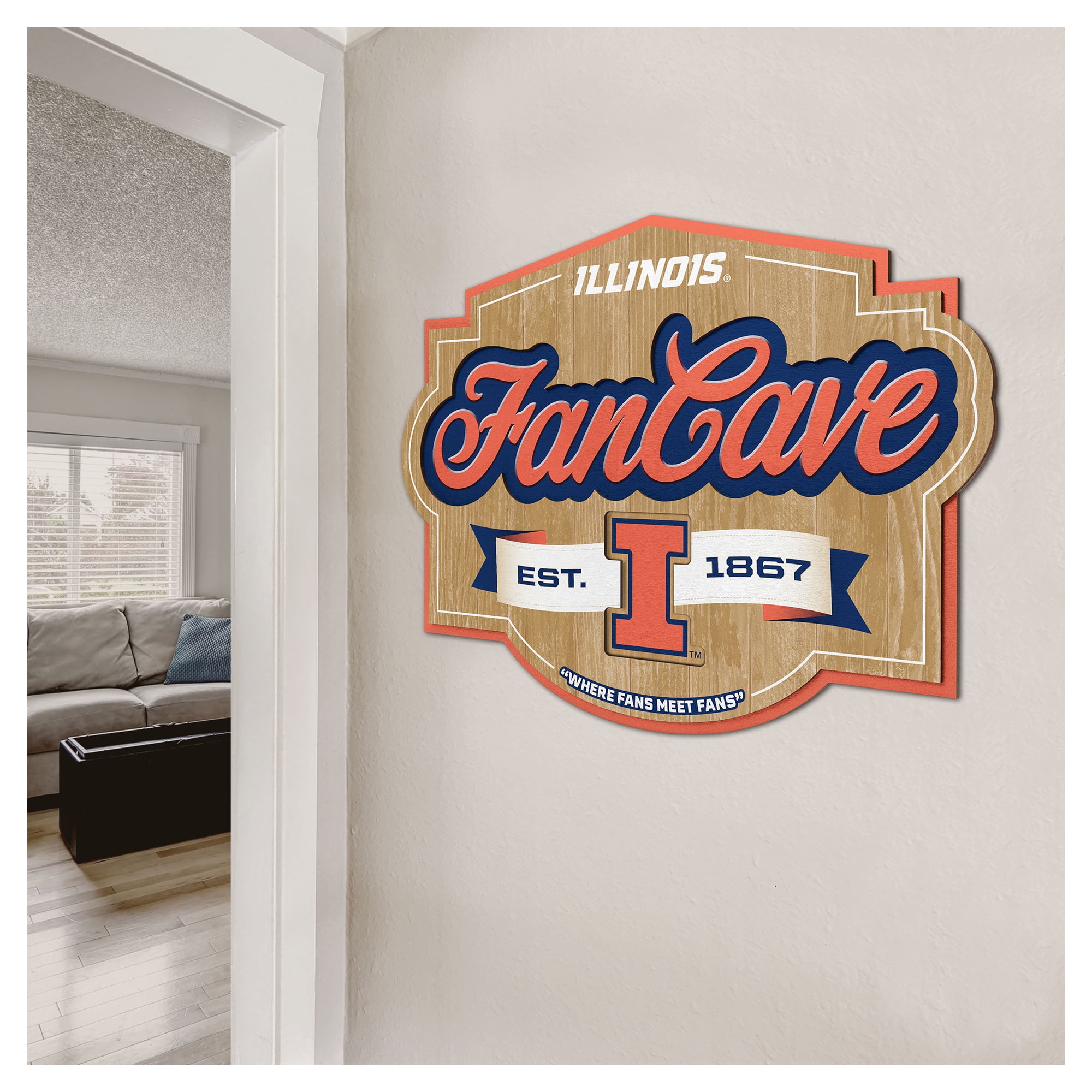IDNA Illinois Fighting Illini 12.5" x 17" Fan Cave Sign