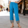 thumbnail image 5 of Yuanlook Women's Gingham Cuff Linen Blend Pants, Elastic Waist Side‑Pocket Cropped Trousers for Outing S‑XXL, 5 of 8