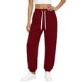 thumbnail image 6 of Dagugfen Sweatpants for Women Elastic Waist Drawstring Cinch Bottom Athletic Outdoor Jogging Pants with Pockets(M,Red), 6 of 7