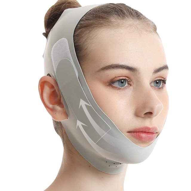Chin Strap for Sleeping - Adjustable Jawline Shaper & V-Line Lifting Mask, Facial Contouring Strap for Double Chin Reduction (Green, Medium)