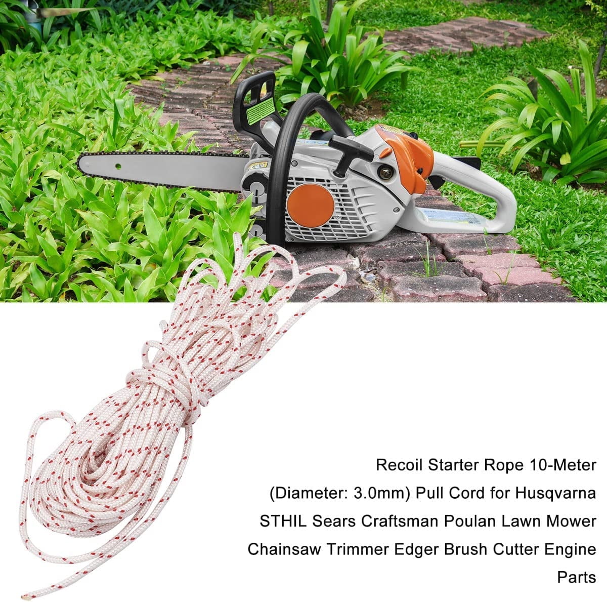 Chainsaw Pull Rope For Lawn Mower Pull Cord Rope 10M Recoil
