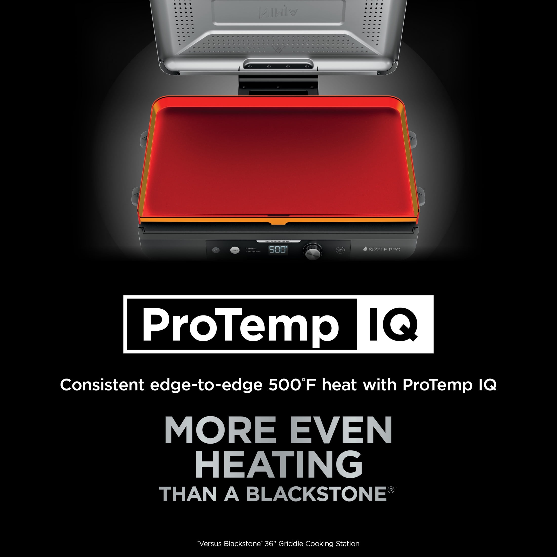 Ninja Sizzle Pro XL 8-Serving Electric Indoor Griddle & Grill, 20-Inch Plates, Edge-to-Edge Heating, GX100, Silver/Black