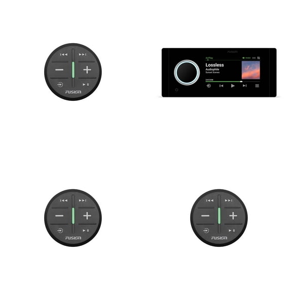 Fusion MS-RA800 Apollo Touchscreen Marine Entertainment System With Three Wireless Remotes For Three Zones - Black