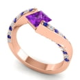 thumbnail image 2 of 1.25 T.C.W Princess Cut Pink Sapphire & Blue Sapphire Gemstone Elegant Wedding Ring for her Solid 14K Rose Gold Size 5.5 by Diamond-Capitals, 2 of 8