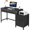 thumbnail image 7 of Industrial Computer Desk With 5 Drawers - Reversible File Cabinet Printer Stand, Rustic Home Office Writing Desk With Storage, Small Space PC Workstation (Black), 7 of 7