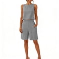 thumbnail image 2 of Zynoxe Womens Two Piece Short Sets Cotton Linen Plus Size Tank Top and Shorts Summer Outfits Matching Sets Women ClothingDark GrayM, 2 of 6