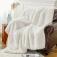 thumbnail image 3 of Battilo White Faux Fur Throw Blanket,Fluffy Cozy Soft Warm Fur Throws,Ivory Plush Blanket,50"x60", 3 of 8