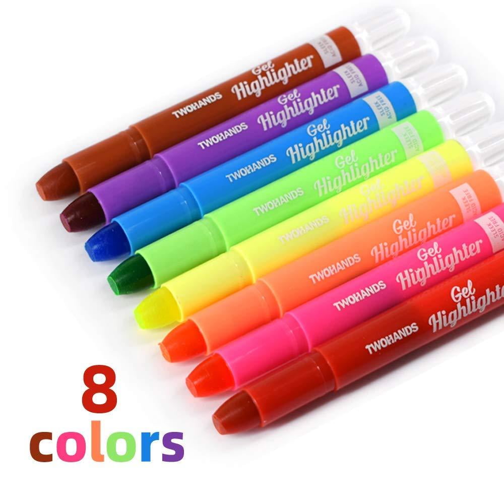 TWOHANDS Bible Gel Highlighter, Dry Highlighter, No Bleed, 8 Assorted