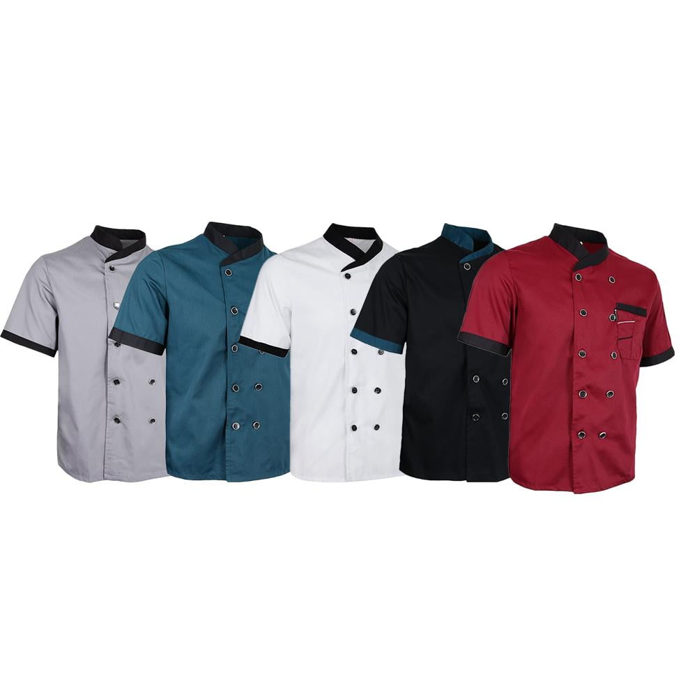 Prettyia Unisex Summer Breathable Executive Chef Jacket Coat Kitchen Bakery Uniform Short Sleeves 5 Colors Chef Apparel M-2XL 