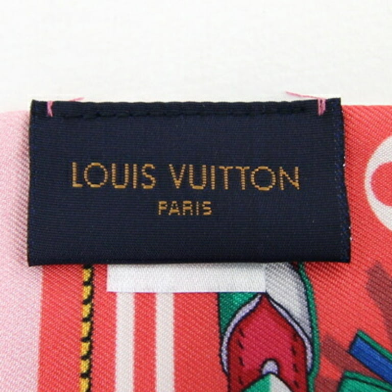 Authenticated Used Louis Vuitton Scarf Muffler Bandeau Mix and Strap M77699  Rose Silk 100% Ribbon Tag Chain Women's LOUIS VUITTON 