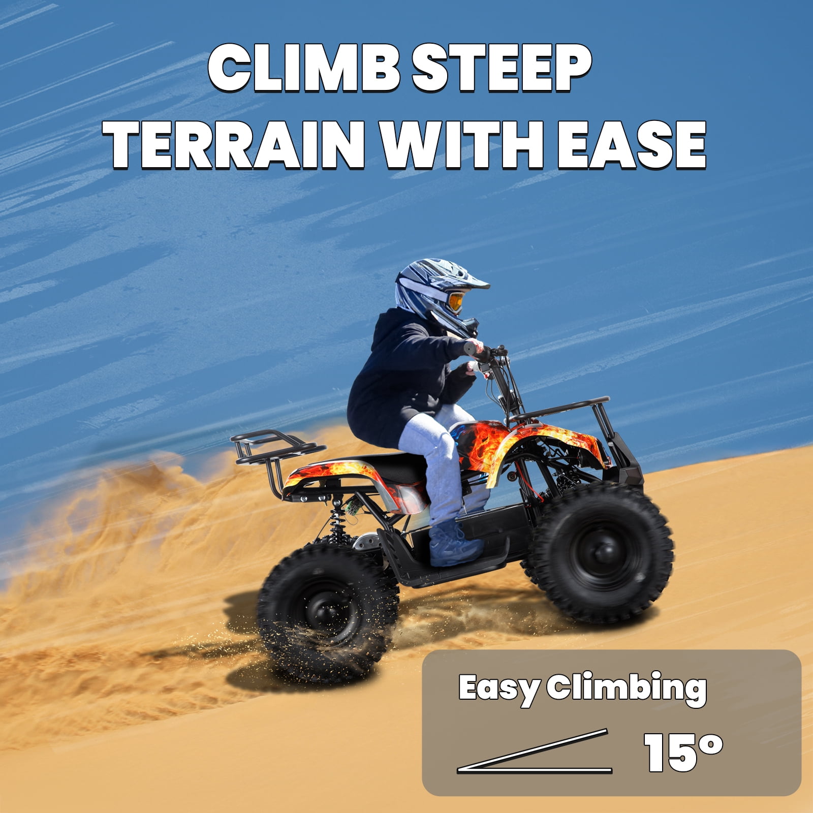 500W Dirt Quad - 36V Powered Ride On ATV, Electric Powerful 4-Wheeler for Big Kids, Up to 16 mph, Blue