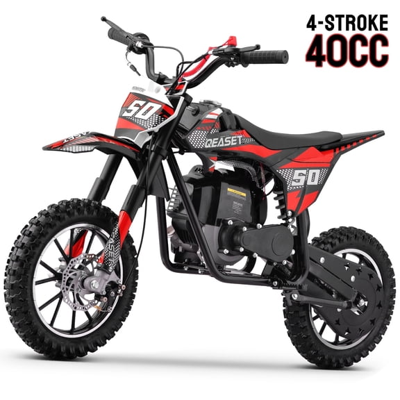 Upgrade Gas Dirt Bike,40cc 4-Stroke Gas Powered Kids Off Road Motorcycle with Off-Road Tire,Suspensions,Disc Brakes,Max Load 165Lbs,Up to 25Mph(Red)