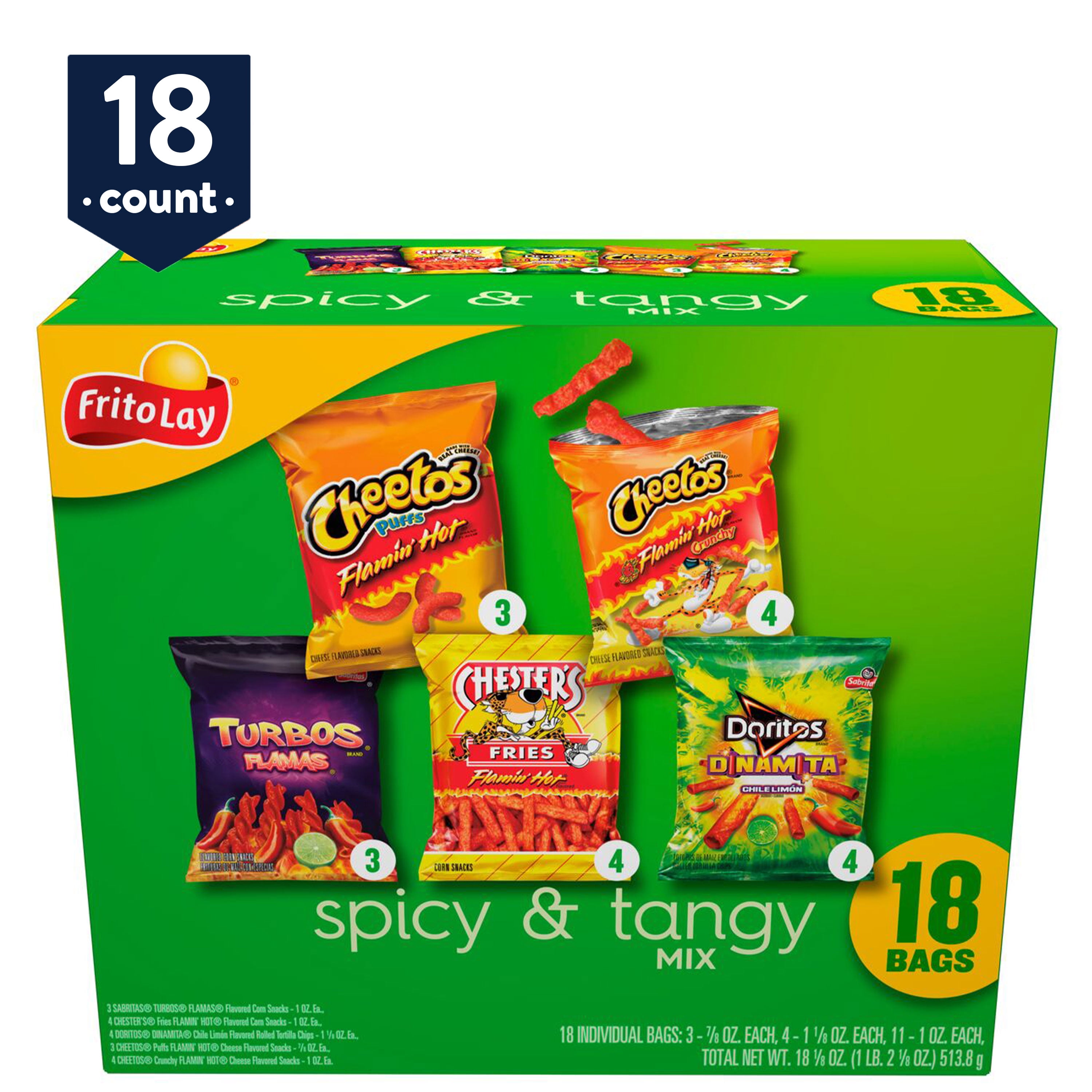 FritoLay Spicy & Tangy Mix Variety Pack,18.125 oz, 18 Count