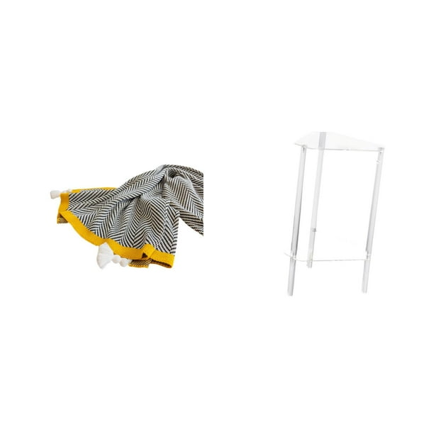 Manta de punto,Manta de punto decorativa para el hogar,Manta nórdica de estilo rústico,suave y reconfortante,Mesita de noche,Mesa auxiliar de acrílico transparente,mesa auxiliar transparente