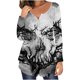 thumbnail image 1 of Camisas Para Mujer Camiseta Casual Impreso Manga Larga Cuello Redondo Fruncido Jersey Blusa Tops Odeerbi ODB128286, 1 of 6