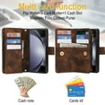thumbnail image 5 of Decase Wallet Case for Samsung Galaxy Z Fold 5, Premium PU Leather Magnetic Closure Handbag Zipper Pocket Case Kickstand Card Slots with Hand Strap Shockproof Flip Case,Brown, 5 of 7